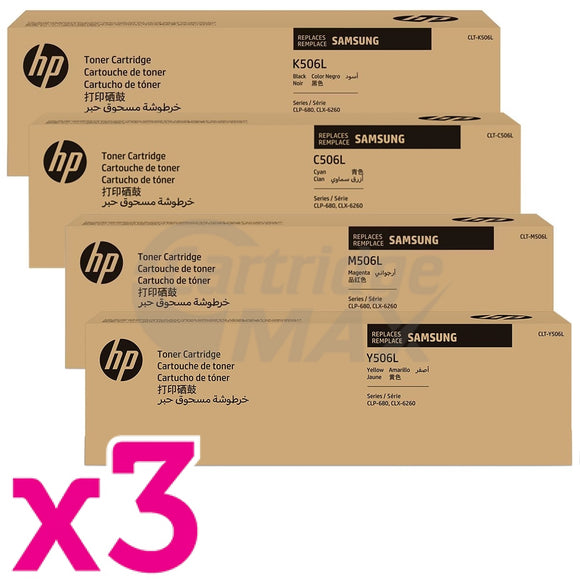 3 Set of 4-Pack Original Samsung CLP-680, CLX-6260 [CLT506L] Toner Combo [3BK,3C,3M,3Y]