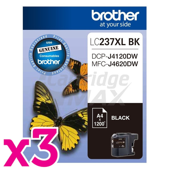 3 x Original Brother LC-237XLBK High Yield Black Ink Cartridge