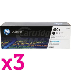 3 x HP 410X (CF410X) Original Black Toner Cartridge