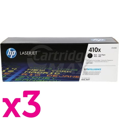 3 x HP 410X (CF410X) Original Black Toner Cartridge