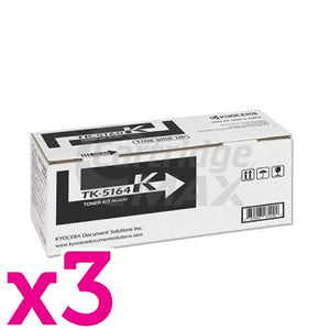 3 x Original Kyocera TK-5164K Black Toner Cartridge P-7040CDN