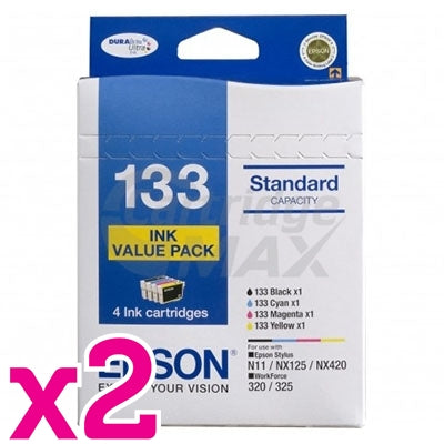 2 x Value Pack - Original Epson 133 T1331-1334 Inkjet Cartridges [C13T133692] [2BK,2C,2M,2Y]