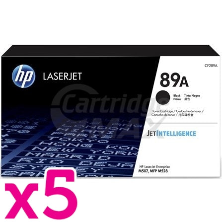 5 x HP 89A CF289A Original Black Toner Cartridge - 5,000 Pages