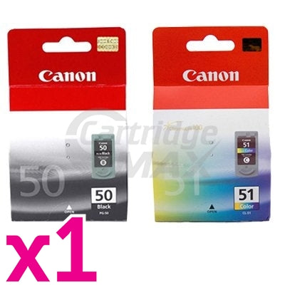 2 Pack Canon PG-50 CL-51 Original Inkjets [1BK,1C]