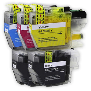 5 Pack Brother LC-3317 Generic Ink Cartridges Combo [2BK, 1C, 1M, 1Y]