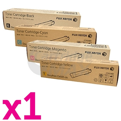 4 Pack Fuji Xerox DocuPrint CM505 Original Toner Cartridge [CT201680-CT201683] [1BK,1C,1M,1Y]