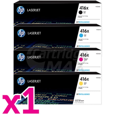 4 Pack HP 416X W2040X-W2043X Original High Yield Toner Cartridges [1BK,1C,1M,1Y]