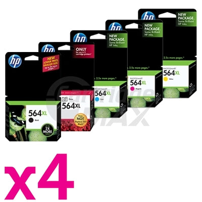 4 sets of 5 Pack HP 564XL Original Inkjet Cartridges CN684WA+CB322WA-CB325WA [4BK,4PBK,4C,4M,4Y]