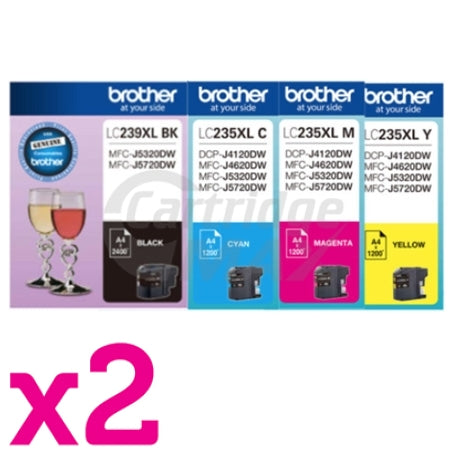 8 Pack Original Brother LC-239XL/LC-235XL High Yield Ink Combo [2BK,2C,2M,2Y]