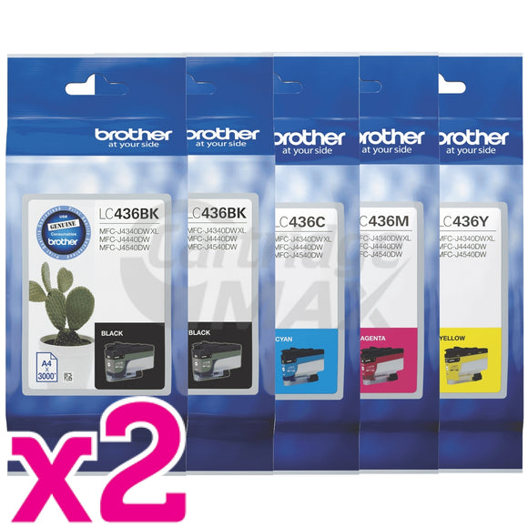 10 Pack Brother LC-436 Original Ink Cartridges Combo [4BK, 2C, 2M, 2Y]
