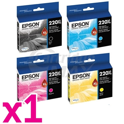 4 Pack Original Epson 220XL (C13T294192-C13T294492) High Yield Ink Combo [1BK,1C,1M,1Y]