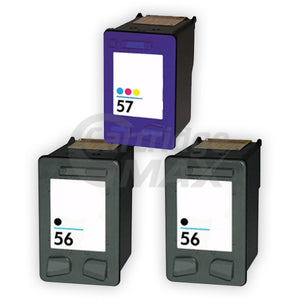 3 Pack HP 56 + 57 Generic Inkjet Cartridges C6656AA + C6657AA [2BK,1CL]