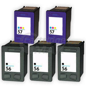 5 Pack HP 56 + 57 Generic Inkjet Cartridges C6656AA + C6657AA [3BK,2CL]