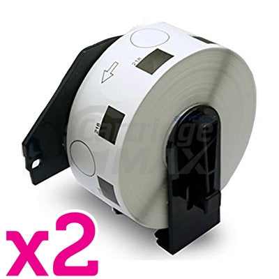 2 x Brother DK-11218 Generic Black Text on White 24mm Diameter Die-Cut Paper Label Roll - 1000 labels per roll