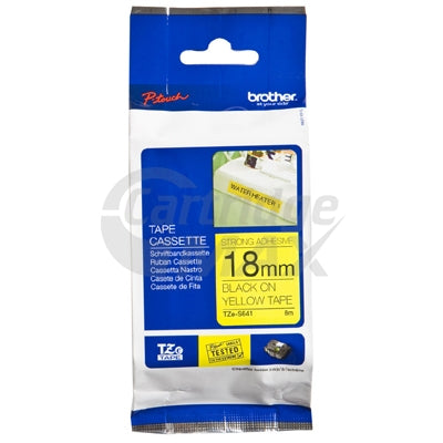 Brother TZe-S641 Original 18mm Black Text on Yellow Strong Adhesive Laminated Tape - 8 metres