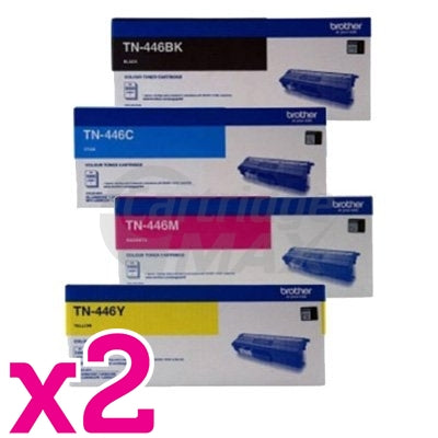 2 Sets of 4-Pack Brother TN-446 Original Toner Combo [2BK,2C,2M,2Y]