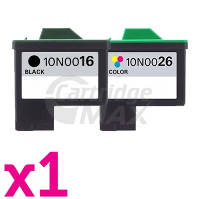 Lexmark No.16 + No.26 (10N0016 + 10N0026) Generic Ink Cartridge Combo [1BK,1CL]
