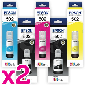 10-Pack Original Epson T502 EcoTank Ink Bottles [4BK+2C+2M+2Y]