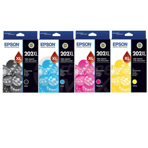 5 Pack Original Epson 202XL (C13T02P192-C13T02P492) High Yield Ink Combo [2BK,1C,1M,1Y]
