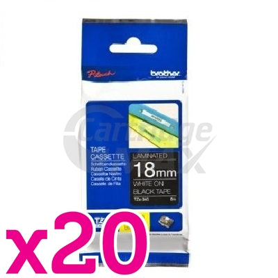 20 x Brother TZe-345 Original 18mm White Text on Black Laminated Tape - 8 meters