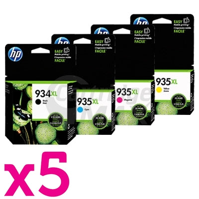 5 sets of 4 Pack HP 934XL + 935XL Original High Yield Inkjet Cartridges C2P23AA - C2P26AA [5BK,5C,5M,5Y]