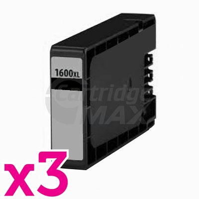 3 x Canon PGI-1600XLBK Generic Black High Yield Ink Cartridge