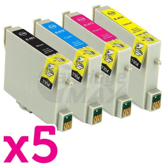 20 Pack Generic Epson T0461,T0472-T0474 Ink Cartridges [5BK,5C,5M,5Y]