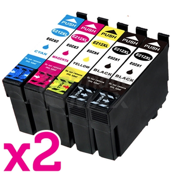 10 Pack Generic Epson 212XL (C13T02X192-C13T02X492) High Yield Ink Cartridges Combo [4BK,2C,2M,2Y]