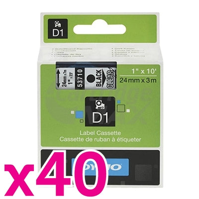 40 x Dymo SD53710 / S0720920 Original 24mm Black Text on Clear Label Cassette - 7 meters