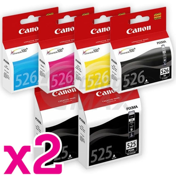12-Pack Original Canon PGI-525 & CLI-526 Inkjet Combo [4BK,2PBK,2C,2M,2Y]