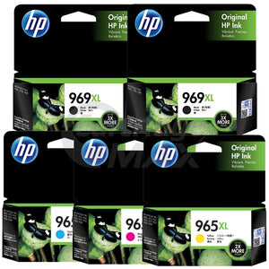 5 Pack HP 969XL BK & 965XL CMY Original High Yield Inkjet Cartridge Combo 3JA81AA - 3JA85AA [2BK,1C,1M,1Y]