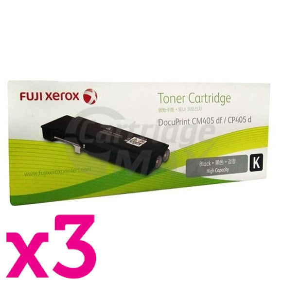 3 x Fuji Xerox DocuPrint CP405D, CM405DF Original Black Toner Cartridge - 11,000 pages (CT202033)