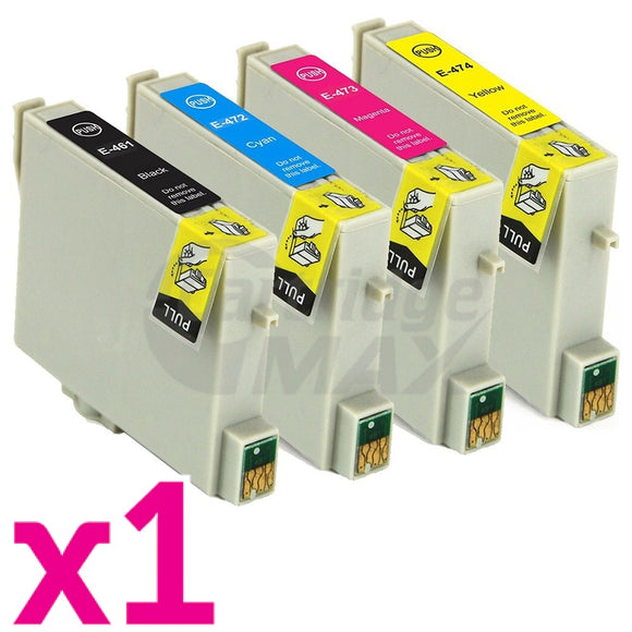 4 Pack Generic Epson T0461,T0472-T0474 Ink Cartridges [1BK,1C,1M,1Y]