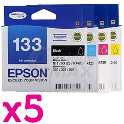 20 Pack Original Epson 133 T1331-1334 Ink Cartridge Set [5BK+5C+5M+5Y]