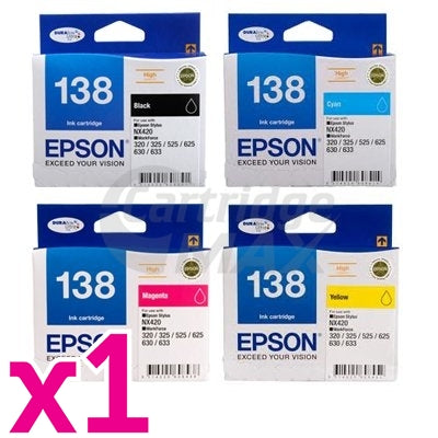4-Pack Original Epson 138 T1381-T1384 Ink Cartridge Set [BK,C,M,Y]