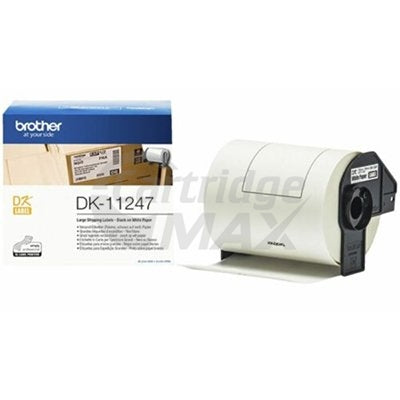 Brother DK-11247 Original Black Text on White 103mm x 164mm Die-Cut Paper Label Roll - 180 labels per roll