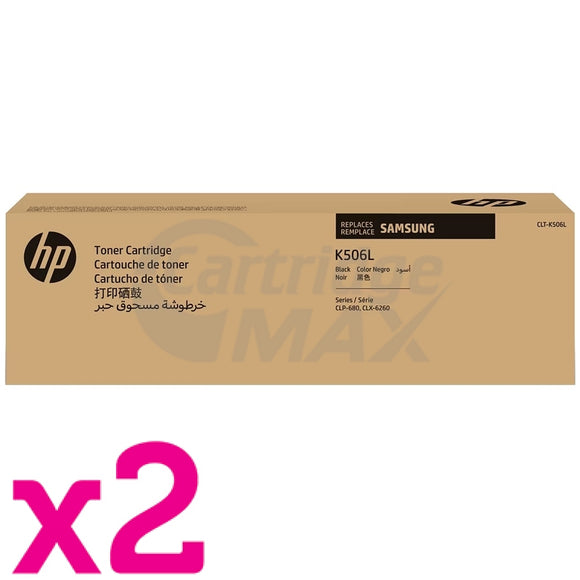 2 x Original Samsung CLP-680, CLX-6260 [CLT-K506L K506L] Black Toner Cartridge SU173A