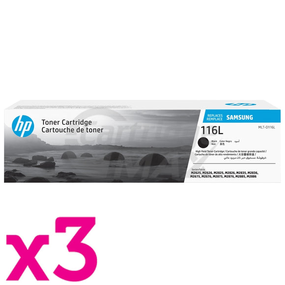 3 x Samsung SLM2825DW/ 2835DW/ 2875FW/ 2885FW (MLT-D116L) Original Black High Yield Toner Cartridge SU830A