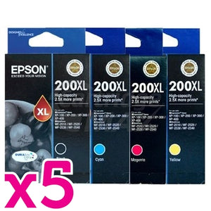 20 Pack Epson 200XL (C13T201192-C13T201492) Original High Yield Inkjet Cartridges [5BK,5C,5M,5Y]