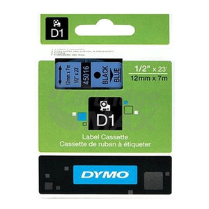 Dymo SD45016 / S0720560 Original 12mm Black Text on Blue Label Cassette - 7 meters