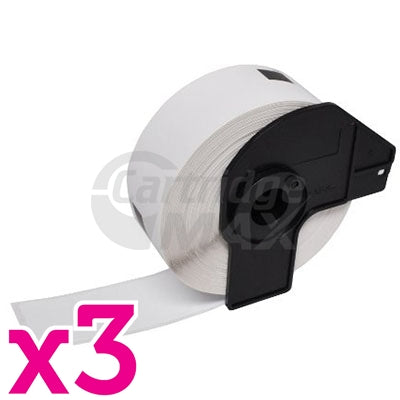 3 x Brother DK-11201 Generic Black Text on White 29mm x 90mm Die-Cut Paper Label Roll - 400 labels per roll