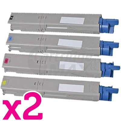 2 sets of 4 Pack OKI C3530MFP, C3520MFP Generic Toner Cartridges (43459325-43459328)