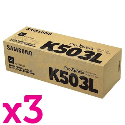 3 x Original Samsung SLC3010ND SLC3060FR Black Toner Cartridge SU149A - 8,000 pages [CLT-K503L K503]