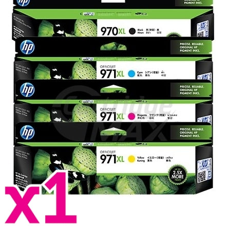 4 Pack HP 970XL + 971XL Original High Yield Inkjet Cartridges CN625AA-CN628AA [1BK,1C,1M,1Y]