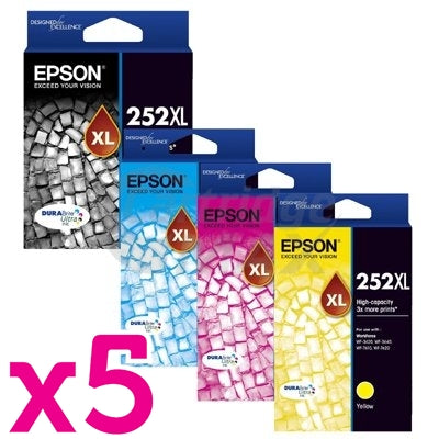 20 Pack Epson 252XL Original Ink Cartridge [C13T253192-C13T253492] [5BK,5C,5M,5Y]
