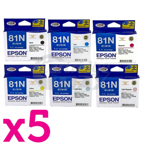 30 Pack Original Epson 81N HY Ink Cartridges [5BK,5C,5M,5Y,5LC,5LM]