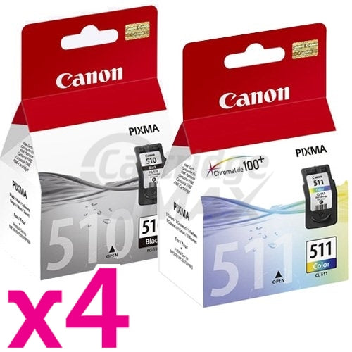 8 Pack Canon PG-510 CL-511 Original Ink Cartridges [4BK,4C]