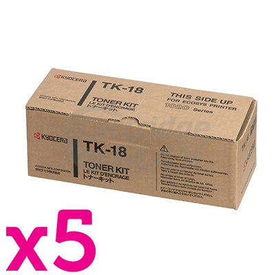 5 x Original Kyocera TK-18 Black Toner Cartridge FS-1020D, FS-1020DN, FS-1118MFP, KM-1500, KM-1815, KM