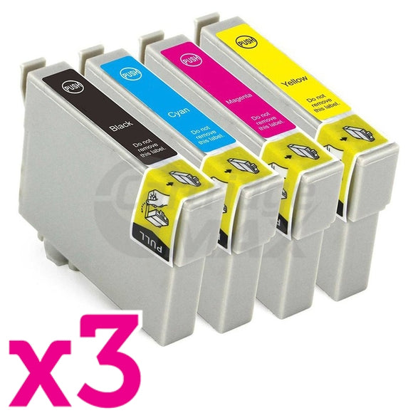 12 Pack Generic Epson T0751-T0754 Ink Cartridge series [3BK,3C,3M,3Y]