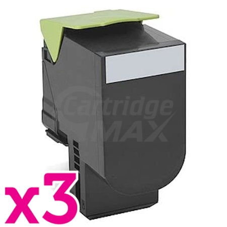 3 x Lexmark (70C8HK0) Generic CS310 / CS410 / CS510 Black High Yield Toner Cartridge